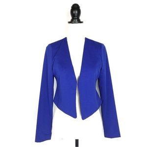 Michel Cobalt Blue Long Sleeve Open Front Crop Jacket